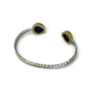 Lapis lazuli adjustable bangle set in 925 silver and brass