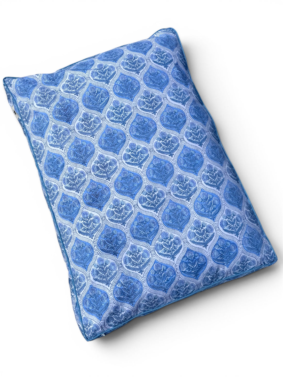 'Blue Shrub' Hand Block Printed Washable Dog Bed
