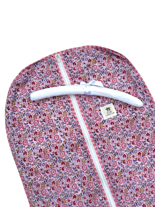 block print dress garment bag