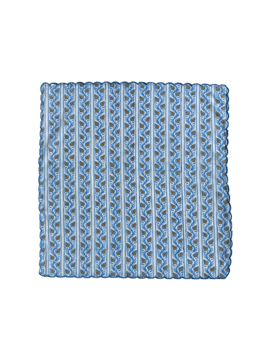 Blue Leaf Trellis Block Print Napkins (Set of 6)