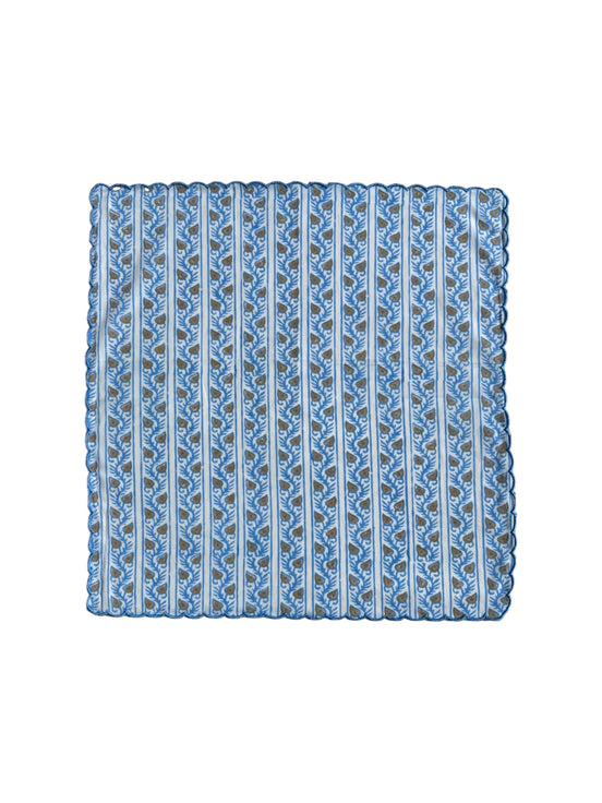 Blue Leaf Trellis Block Print Napkins (Set of 6)