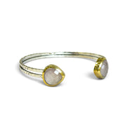 Rose quartz adjustable bangle set in 925 silver and brass