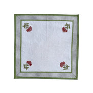 Red & Green Geranium Block Print Napkins (Set of 6)