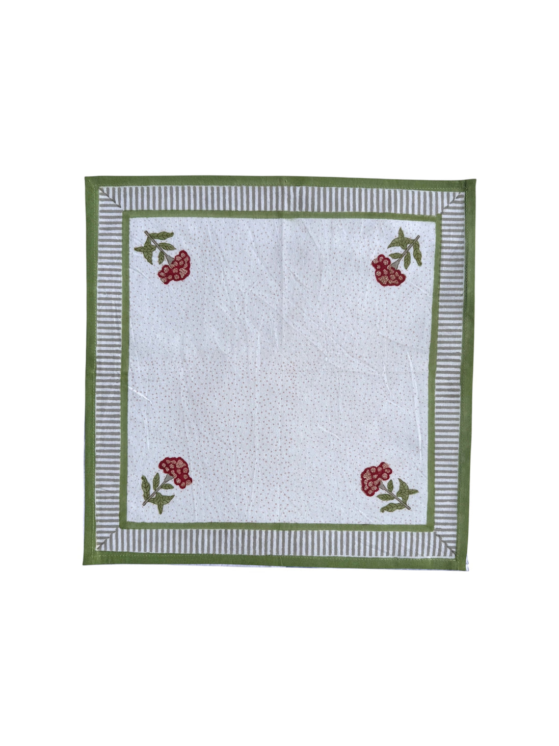 Red & Green Geranium Block Print Napkins (Set of 6)
