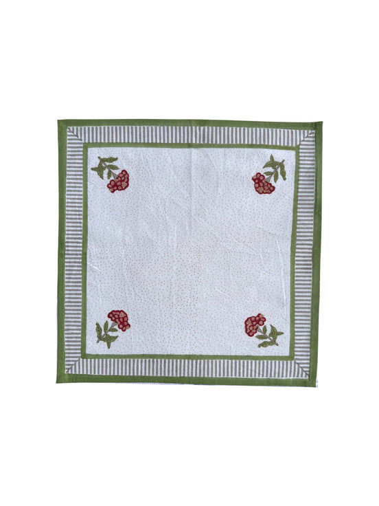 Red & Green Geranium Block Print Napkins (Set of 6)