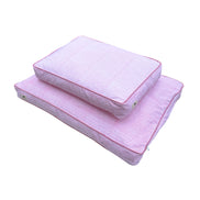 'Pink Herringbone' Hand Block Printed Washable Dog Bed stack